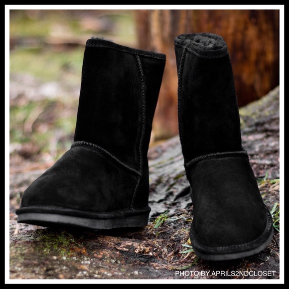 BLACK SUEDE SHEARLING ANKLE BOOTIES BOOTS A3C - Picture 11 of 12